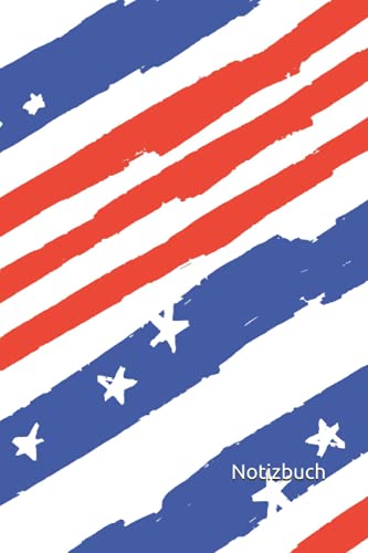Notizbuch: USA Notizbuch | 6x9 Zoll DIN A5 | 120 Seiten Punktraster | Amerika Notizheft | Sternenmuster Tagebuch | Sterne Notebook | Reisetagebuch