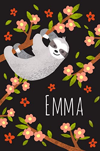 Emma: Personalisiertes Design Notizbuch Faultier Sloth 120 linierte Seiten ( ca.DIN A5 ) , perfekte Geschenkidee - für die Schule,Weihnachten Notizbuch mit Name von Independently published