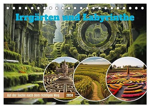 Irrgärten und Labyrinthe (Tischkalender 2024 DIN A5 quer), CALVENDO Monatskalender von CALVENDO