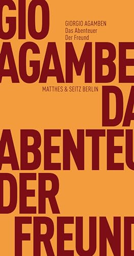 Das Abenteuer. Der Freund (Fröhliche Wissenschaft) von Matthes & Seitz Verlag