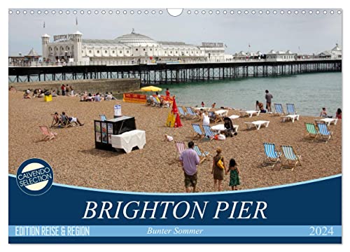 Brighton Pier Bunter Sommer (Wandkalender 2024 DIN A3 quer), CALVENDO Monatskalender