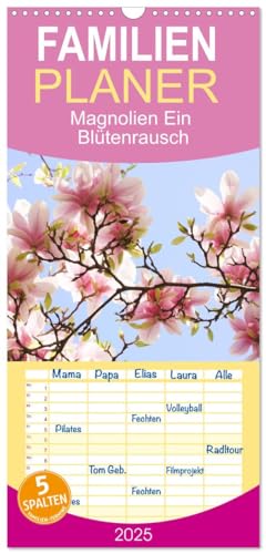 Familienplaner 2025 - Magnolien Ein Blütenrausch mit 5 Spalten (Wandkalender, 21 cm x 45 cm), CALVENDO von CALVENDO