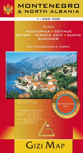 Montenegro & North Albania: Map for Businessmen & Tourists. City plans: Podgorica, Cetinje, Kotor, Herceg Novi, Budva, Skoder. City plans: Podgorica, Cetinje, Kotor, Herceg Novi, Budva, Skoder von GIZIMAP