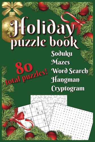 Holiday Puzzle Book: 80 total puzzles from 5 different types for Adults, Seniors, and Teens. von Independently published