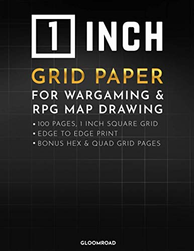 1 Inch Grid Paper: Square Graph Notebook for RPG Map Drawing, Wargaming Terrain; 100 Large Quad Grid Pages ; 1" Thick Grid