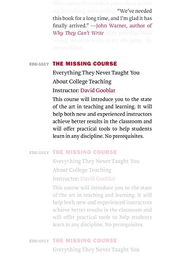The Missing Course - Everything They Never Taught You about College Teaching von Harvard University Press