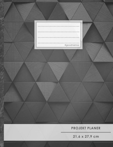 PROJEKTPLANER A4 • 70+ Seiten, Softcover, Register, "Premium Dreiecke" • #GoodMemos • Linke Seite für Planung (To Do Listen, Datum uvm.); Rechte Seite für Notizen von #GoodMemos