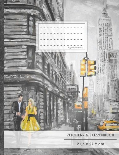 Zeichen- & Skizzenbuch: DIN A4 • 100+ Seiten, Softcover, Register, „New York Concept“ • Original #GoodMemos Blanko Heft • Perfekt als Zeichenheft, Sketchbook, Handlettering von #GoodMemos