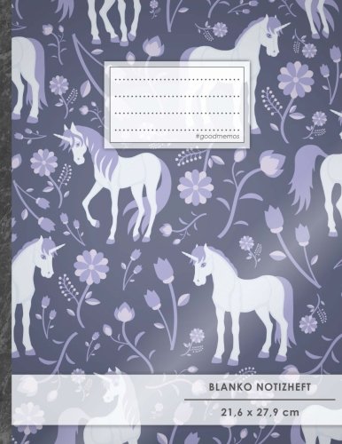 Blanko Notizbuch • A4-Format, 100+ Seiten, Soft Cover, Register, „Einhorn Trend“ • Original #GoodMemos Blank Notebook • Perfekt als Zeichenbuch, Skizzenbuch, Blankobuch, Leeres Tagebuch von Goodmemos