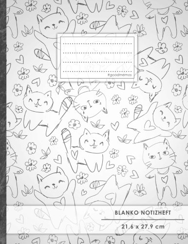 Blanko Notizbuch • A4-Format, 100+ Seiten, Soft Cover, Register, „Lustige Katzen“ • Original #GoodMemos Blank Notebook • Perfekt als Zeichenbuch, Skizzenbuch, Blankobuch, Leeres Tagebuch