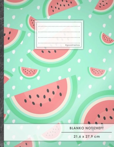 Blanko Notizbuch • A4-Format, 100+ Seiten, Soft Cover, Register, „Wassermelone“ • Original #GoodMemos Blank Notebook • Perfekt als Zeichenbuch, Skizzenbuch, Blankobuch, Leeres Tagebuch von Goodmemos