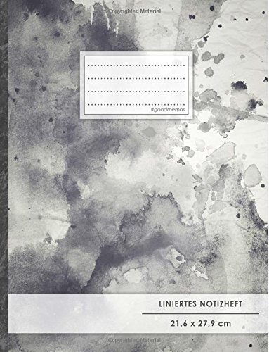 Liniertes Notizbuch • A4-Format, 100+ Seiten, Soft Cover, Register, Mit Rand, „Schwarze Tinte“ • Original #GoodMemos Lined Notebook • Perfekt als Schreibheft, Notizheft, Deutschheft, Lineatur 27 von Goodmemos