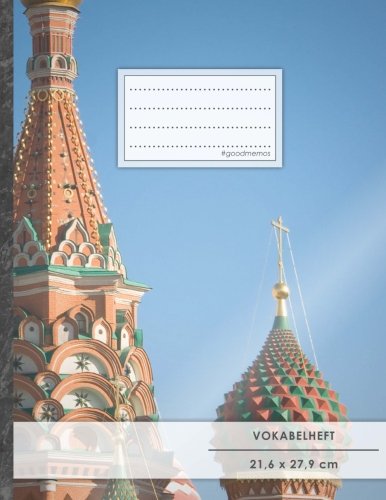 Vokabelheft: DIN A4 • 50+ Seiten, Soft Cover, Register, 2 Spalten, Erfolgs-Tacker, "Russian" • Original #GoodMemos Schulheft • Sprachen und Vokabeln leicht lernen, Lineatur 53 von #GoodMemos