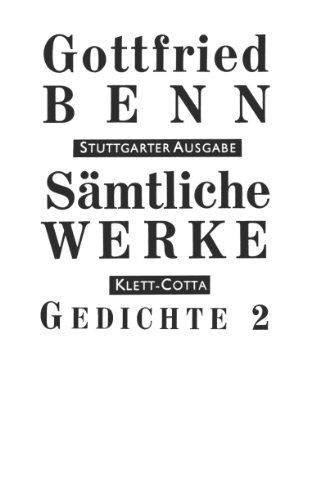 Sämtliche Werke Bd. 2: Gedichte 2 von Klett-Cotta