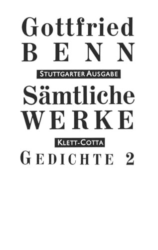 Sämtliche Werke Bd. 2: Gedichte 2 von Klett-Cotta