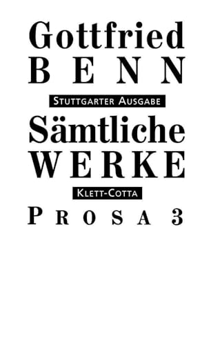 Sämtliche Werke Bd. 5: Prosa 3 von Klett-Cotta
