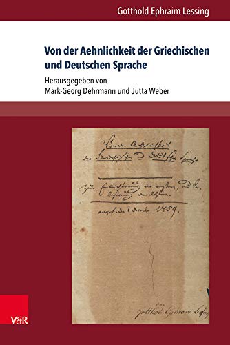 Von der Aehnlichkeit der Griechischen und Deutschen Sprache von V&R unipress