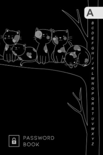 Password Book: 4x6 Mini Password Notebook Organizer | A-Z Alphabetical Tabs Printed | Cute Cats on Tree Branch Design Black Password Book: 4x6 Mini Password Notebook Organizer | A-Z Alphabetical Tabs Printed | Cute Cats on Tree Branch Design Black von Independently published
