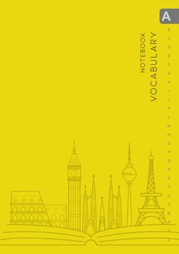 Vocabulary Notebook: B5 Medium Notebook 3 Columns with Alphabetical A-Z Tabs Printed | Travel Landmark Design Yellow