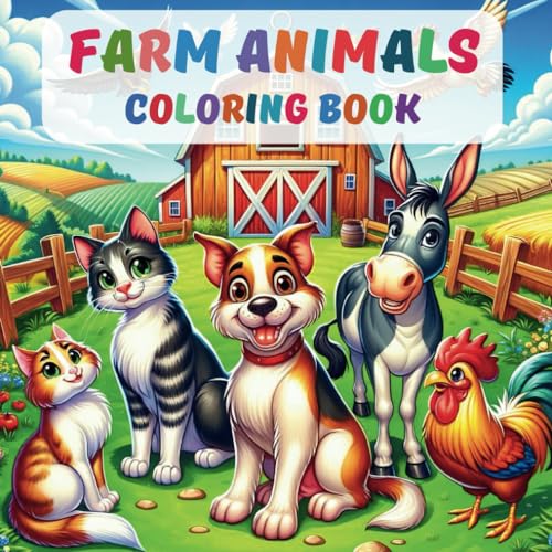 Farm Animals, Coloring Book for Kids: Educational Coloring Book for Kids Ages 2-11 with Fun Facts About Each Animal von Independently published