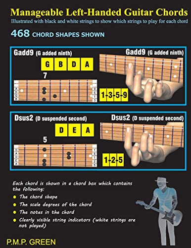 Manageable Left-Handed Guitar Chords: Illustrated with black and white strings to show which strings to play for each chord von Createspace Independent Publishing Platform