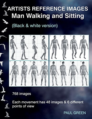 Artists Reference Images - Man Walking and Sitting: Black and white version von CREATESPACE
