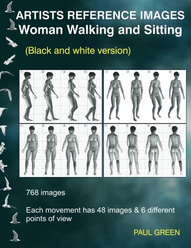 Artists Reference Images - Woman Walking and Sitting: Black and white version von CREATESPACE