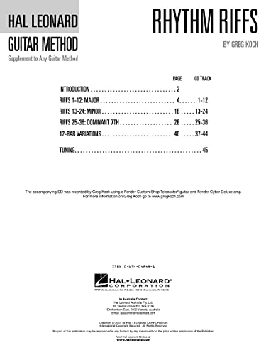 Hal Leonard Guitar Method Rhythm Riffs (Book, CD): Lehrmaterial, CD für Gitarre (Hal Leonard Guitar Method (Songbooks)) von HAL LEONARD