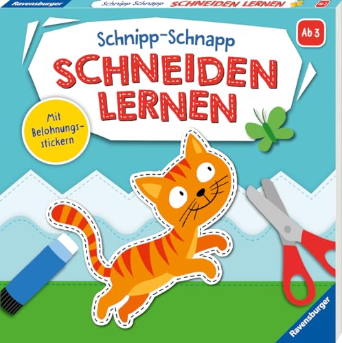Ravensburger Schnipp-Schnapp Schneiden lernen - Schneiden und Kleben ab 3 Jahren - Block mit Belohnungsstickern und Profi-Urkunde - Perforierte Seiten von Ravensburger