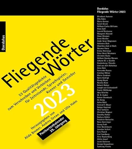 Fliegende Wörter 2023. Postkartenkalender: 53 Qualitätsgedichte zum Verschreiben und Verbleiben