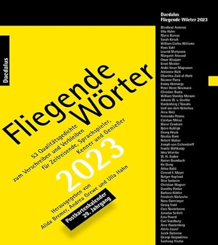 Fliegende Wörter 2023. Postkartenkalender: 53 Qualitätsgedichte zum Verschreiben und Verbleiben von Daedalus Verlag