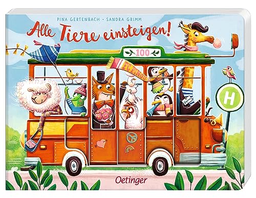 Alle Tiere einsteigen!: Pappbilderbuch mit extra vielen Seiten und Gucklöchern für Kinder ab 2 Jahren von Oetinger