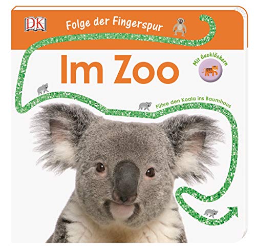 Folge der Fingerspur. Im Zoo: Führe den Koala ins Baumhaus. Mit Glitzerspur und Gucklöchern
