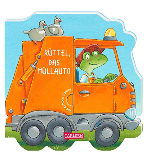 Mein kleiner Fahrzeugspaß: Rüttel, das Müllauto: Lustiges Reimebuch mit Klappen in Autoform - ab 18 Monaten