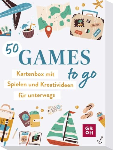 50 Games to go - Kartenbox mit vielen Spielen und Kreativideen für unterwegs: Das ideale Reisespiel für Kinder und Erwachsene | Spiele für lange Reisen (Geschenkideen für Reisefans) von Groh Verlag