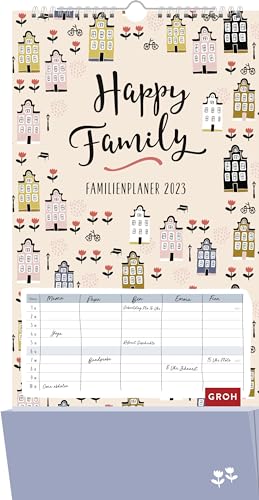 Happy Family - Familienplaner 2023: Familienplaner mit 5 Spalten und Zetteltasche