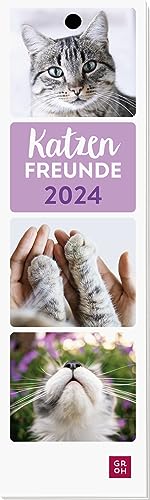 Lesezeichenkalender 2024: Katzenfreunde: Kleiner Monatskalender zum Aufstellen oder Aufhängen mit 12 Lesezeichen zum Abtrennen von Groh Verlag