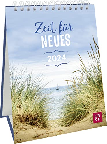 Wochenkalender 2024: Zeit für Neues: Dekorativer Tischkalender im Hochformat zum Aufstellen mit maritimen Motiven von Groh Verlag