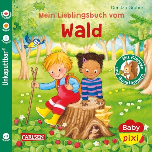 Baby Pixi (unkaputtbar) 129: Mein Lieblingsbuch vom Wald: Unzerstörbares Baby-Buch ab 12 Monaten über Waldtiere und Jahreszeiten mit Gucklöchern und Klappen (129)