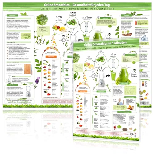 [2er Set] Grüne Smoothies in 5 Minuten (A4) & Grüne Smoothies Wandposter (A2) – Frühstück-to go - Gesunde Energie im Handumdrehen - Grüne Smoothies ... richtig zubereiten und bewusst genießen von FuturePaceMedia