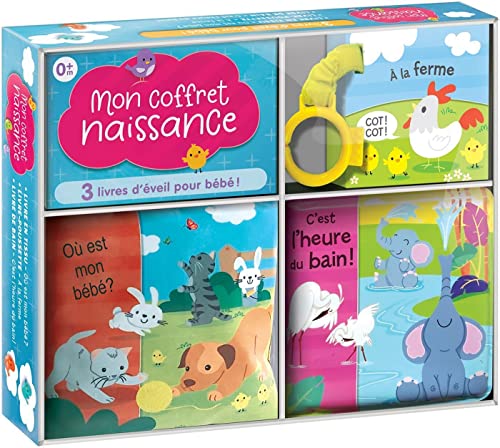 Mon coffret naissance - 3 livres d'éveil pour bébé: Avec 1 livre en tissu, 1 livre-poussette, 1 livre de bain von CRACKBOOM