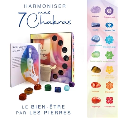 Coffret - Harmoniser mes 7 chakras - Le bien-être par les pierres: Un livre pour s'initier aux chakras et à la lithothérapie, avec 7 pierres naturelles certifiées et un pochon