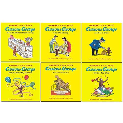 Curious George The Monkey Collection 7 Book Set Pack Series (Dinosaur, Fire-fighters, Visits the Library, Birthday Surprise, Visits a Toy Shop, Catches a Train, Goes to a Chocolate Factory) (Curious George)