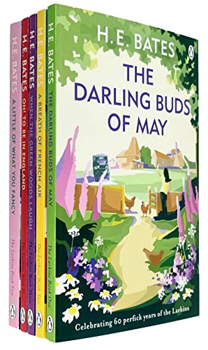 HE Bates The Larkin Family Series 5 Books Collection Set (The Darling Buds of May, A Breath of French Air, When the Green Woods Laugh, Oh! to be in England, A Little of What You Fancy)