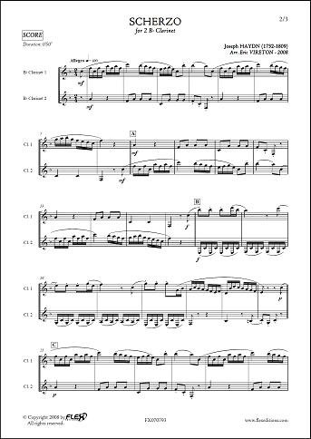 FLEX EDITIONS HAYDN J. - SCHERZO - CLARINET DUET Klassische Noten Holzblasinstrumente Klarinette