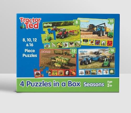 4 puzzles in a box - Tractor Ted: Four Seasons on the Farm Puzzles - Spring, Summer, Autumn and Winter - Perfect for Kids age 3+ von Tractorland Ltd