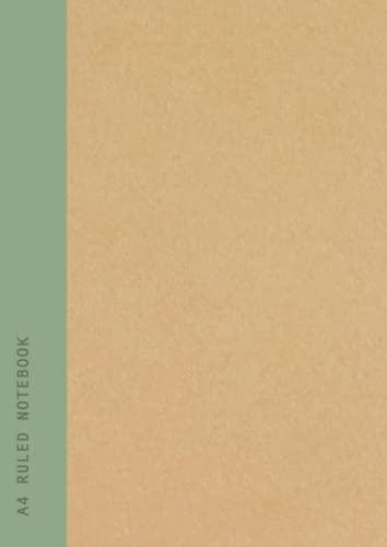 A4 Ruled Notebook: Khaki Green Spine | Lined | School, Office & College Subject or Course Composition Notebook - 90 Pages Recycled Paper