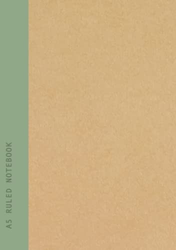A5 Ruled Notebook: Khaki Green Spine | Lined | School, Work & College Subject or Course Journal - 90 Pages Recycled Paper