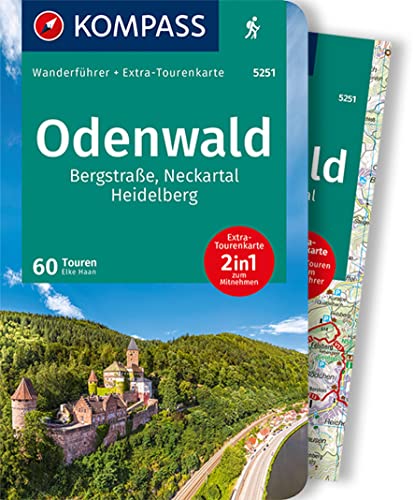 KOMPASS Wanderführer Odenwald, 60 Touren: mit Extra-Tourenkarte Maßstab 1:75.000, GPX-Daten zum Download