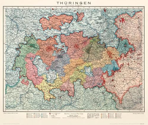 Historische Karte: Thüringen - Politische Ausgabe 1920: Karte des am 1. Mai 1920 neu gegründeten Landes Thüringen (Plano)